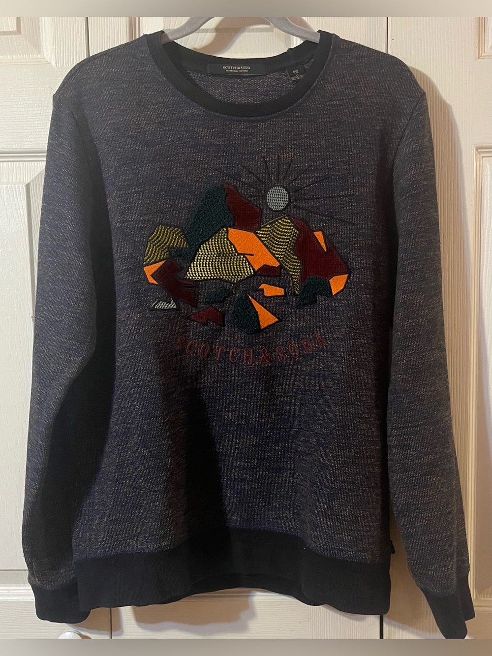 Scotch & Soda Amsterdam Couture Mountain Artwork Melange Sweatshirt Size Medium